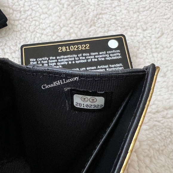 Auth Chanel Metallic Gold Croc Embossed Trifold Compact Wallet - Picture 15 of 15